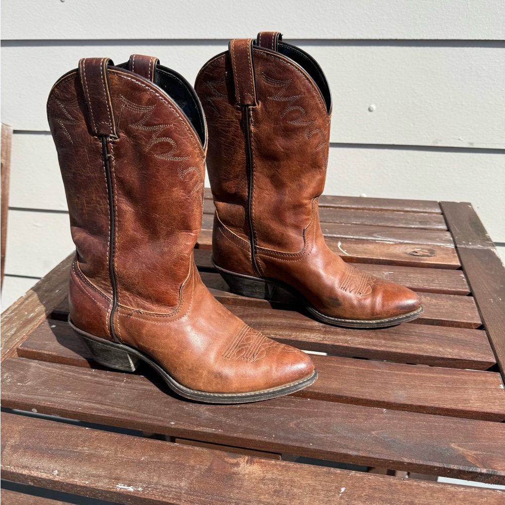 Brown leather cowgirl boots. Cowboy boots